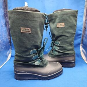 VTG Sorel Women Sz 10 Green Kaufman Canada Winter Snow Felt Lined Mid Calf Boots